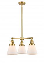  207-SG-G61 - Cone - 3 Light - 19 inch - Satin Gold - Stem Hung - Chandelier