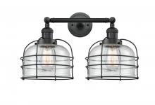  208-BK-G74-CE - Bell Cage - 2 Light - 19 inch - Matte Black - Bath Vanity Light