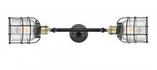  208L-BAB-G54-CE - Bell Cage - 2 Light - 6 inch - Black Antique Brass - Bath Vanity Light