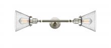  208L-SN-G44 - Cone - 2 Light - 8 inch - Brushed Satin Nickel - Bath Vanity Light