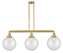  213-SG-G202-10 - Beacon - 3 Light - 42 inch - Satin Gold - Stem Hung - Island Light