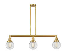  213-SG-G202-6 - Beacon - 3 Light - 39 inch - Satin Gold - Stem Hung - Island Light