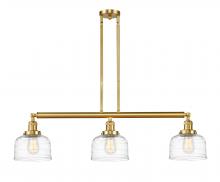  213-SG-G713 - Bell - 3 Light - 41 inch - Satin Gold - Stem Hung - Island Light