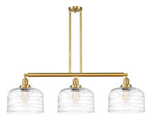  213-SG-G713-L - Bell - 3 Light - 42 inch - Satin Gold - Stem Hung - Island Light