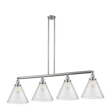  214-SN-G44-L - Cone - 4 Light - 56 inch - Brushed Satin Nickel - Stem Hung - Island Light