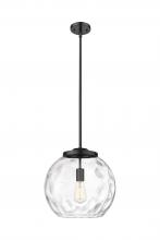  221-1S-BK-G1215-14 - Athens Water Glass - 1 Light - 13 inch - Matte Black - Stem Hung - Pendant