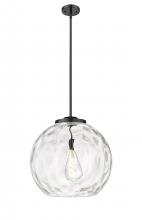  221-1S-BK-G1215-18 - Athens Water Glass - 1 Light - 18 inch - Matte Black - Cord hung - Pendant