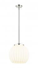  221-1S-PN-G1217-14WV - White Venetian - 1 Light - 14 inch - Polished Nickel - Stem Hung - Pendant