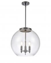  221-3S-BK-G124-16 - Athens - 3 Light - 16 inch - Matte Black - Cord hung - Pendant