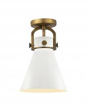  410-1F-BB-M411-8W - Newton Cone - 1 Light - 8 inch - Brushed Brass - Flush Mount