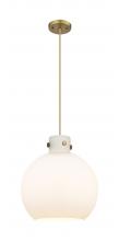  410-1PL-BB-G410-14WH - Newton Sphere - 1 Light - 14 inch - Brushed Brass - Cord hung - Pendant