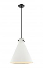  410-1PL-BK-M411-16W - Newton Cone - 1 Light - 16 inch - Matte Black - Cord hung - Pendant