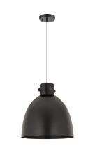  410-1PL-BK-M412-14BK - Newton Bell - 1 Light - 14 inch - Matte Black - Cord hung - Pendant