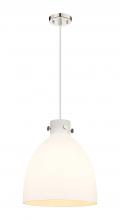  410-1PL-PN-G412-14WH - Newton Bell - 1 Light - 14 inch - Polished Nickel - Cord hung - Pendant