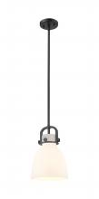  410-1SS-BK-G412-8WH - Newton Bell - 1 Light - 8 inch - Matte Black - Mini Pendant