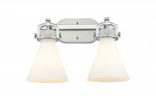  410-2W-SN-G411-7WH - Newton Cone - 2 Light - 17 inch - Satin Nickel - Bath Vanity Light