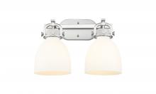  410-2W-SN-G412-7WH - Newton Bell - 2 Light - 17 inch - Satin Nickel - Bath Vanity Light