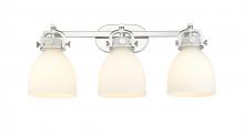  410-3W-PN-G412-7WH - Newton Bell - 3 Light - 27 inch - Polished Nickel - Bath Vanity Light