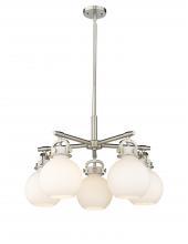  410-5CR-SN-G410-7WH - Newton Sphere - 5 Light - 26 inch - Satin Nickel - Chandelier