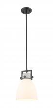  411-1SS-BK-G412-8WH - Newton Bell - 1 Light - 8 inch - Matte Black - Mini Pendant