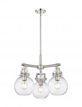  411-3CR-PN-G410-7CL - Newton Sphere - 3 Light - 21 inch - Polished Nickel - Pendant