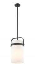  413-1SM-BK-G413-1S-8WH - Pilaster - 1 Light - 8 inch Glass - Matte Black - Pendant