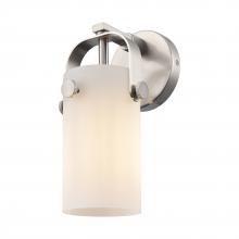  423-1W-SN-G423-7WH - Pilaster - 1 Light - 7 inch Long Glass - Brushed Satin Nickel - Sconce