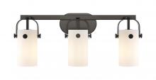  423-3W-BK-G423-7WH - Pilaster - 3 Light - 24 inch - Matte Black - Bath Vanity Light