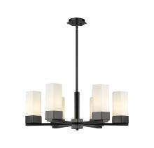  427-6CR-BK-G427-9WH - Claverack - 6 Light - 28 inch - Matte Black - Chandelier