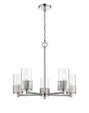  428-5CR-PN-G428-7CL - Bolivar - 5 Light - 25 inch - Polished Nickel - Chain Hung - Chandelier