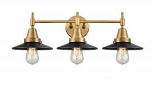  447-3W-BB-M6-BK - Railroad - 3 Light - 26 inch - Brushed Brass - Bath Vanity Light