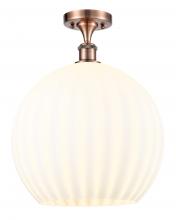  516-1C-AC-G1217-14WV - White Venetian - 1 Light - 14 inch - Antique Copper - Semi-Flush Mount