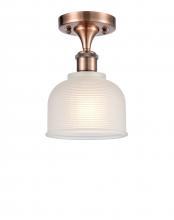  516-1C-AC-G411 - Dayton - 1 Light - 6 inch - Antique Copper - Semi-Flush Mount