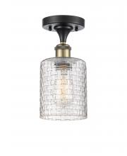  516-1C-BAB-G112C-5CL - Cobbleskill - 1 Light - 5 inch - Black Antique Brass - Semi-Flush Mount