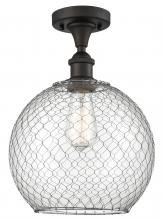  516-1C-OB-G122-10CSN - Farmhouse Chicken Wire - 1 Light - 10 inch - Oil Rubbed Bronze - Semi-Flush Mount