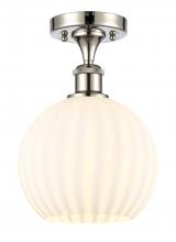  516-1C-PN-G1217-8WV - White Venetian - 1 Light - 8 inch - Polished Nickel - Semi-Flush Mount