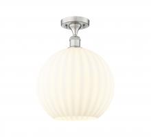  516-1C-SN-G1217-12WV - White Venetian - 1 Light - 12 inch - Brushed Satin Nickel - Semi-Flush Mount