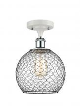  516-1C-WPC-G122-8CBK - Farmhouse Chicken Wire - 1 Light - 8 inch - White Polished Chrome - Semi-Flush Mount