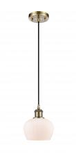  516-1P-AB-G91 - Fenton - 1 Light - 7 inch - Antique Brass - Cord hung - Mini Pendant