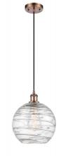  516-1P-AC-G1213-10 - Athens Deco Swirl - 1 Light - 10 inch - Antique Copper - Cord hung - Mini Pendant