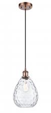  516-1P-AC-G372 - Waverly - 1 Light - 8 inch - Antique Copper - Cord hung - Mini Pendant