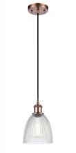  516-1P-AC-G382 - Castile - 1 Light - 6 inch - Antique Copper - Cord hung - Mini Pendant