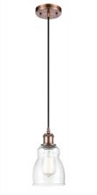  516-1P-AC-G394 - Ellery - 1 Light - 5 inch - Antique Copper - Cord hung - Mini Pendant