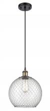  516-1P-BAB-G122-10CSN - Farmhouse Chicken Wire - 1 Light - 10 inch - Black Antique Brass - Cord hung - Mini Pendant