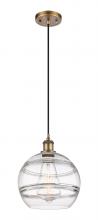  516-1P-BB-G556-10CL - Rochester - 1 Light - 10 inch - Brushed Brass - Cord hung - Mini Pendant