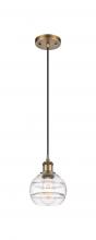  516-1P-BB-G556-6CL - Rochester - 1 Light - 6 inch - Brushed Brass - Cord hung - Mini Pendant