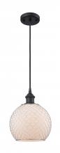  516-1P-BK-G121-8CSN - Farmhouse Chicken Wire - 1 Light - 8 inch - Matte Black - Cord hung - Mini Pendant