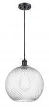  516-1P-OB-G1214-12 - Athens Twisted Swirl - 1 Light - 12 inch - Oil Rubbed Bronze - Cord hung - Mini Pendant