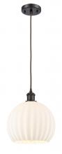  516-1P-OB-G1217-10WV - White Venetian - 1 Light - 10 inch - Oil Rubbed Bronze - Cord Hung - Mini Pendant