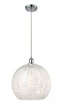  516-1P-PC-G1216-14WM - White Mouchette - 1 Light - 14 inch - Polished Chrome - Cord Hung - Pendant